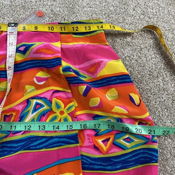 Vtg 90s Nora Noh Nordstrom Silk Abstract Pencil Skirt Pink M Colorful Y2K - Picture 5 of 9